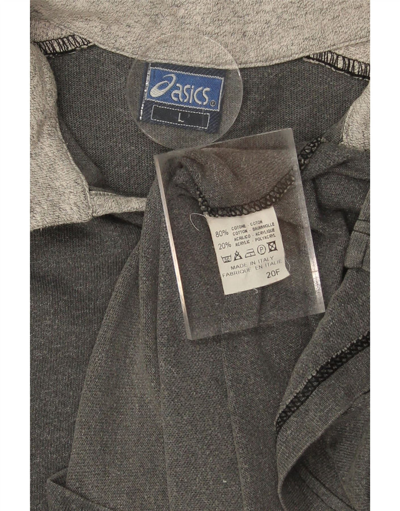 ASICS Mens Polo Shirt Large Grey Colourblock Cotton Vintage Asics and Second-Hand Asics from Messina Hembry 