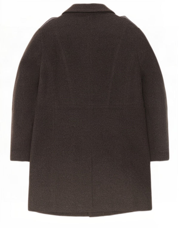 Marks & Spencer Womens Military Double Breasted Coat UK 14 Large Grey Wool