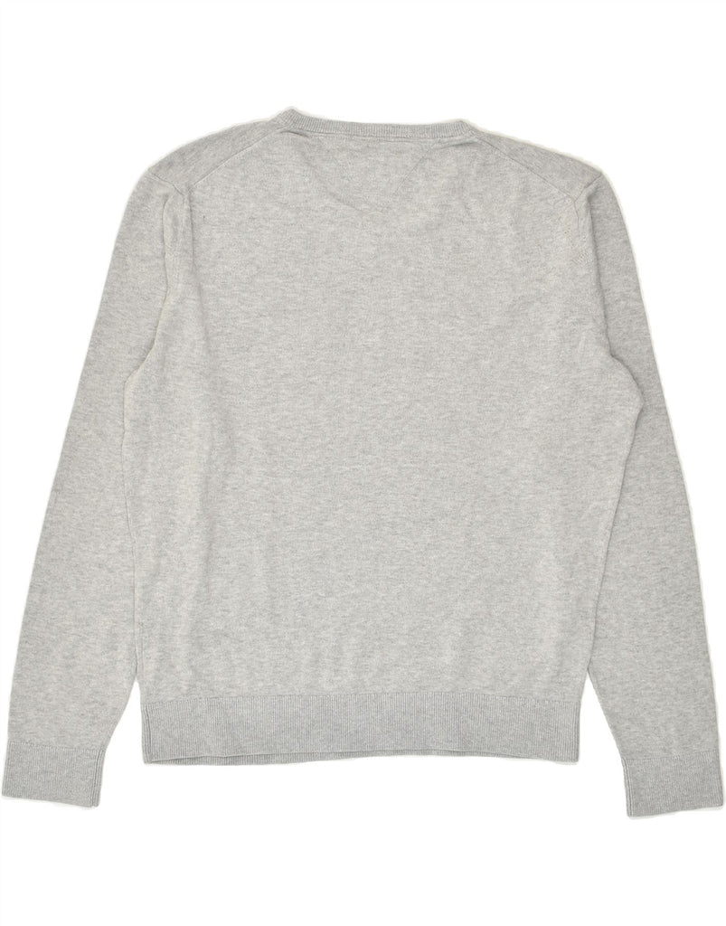 TOMMY HILFIGER Mens V-Neck Jumper Sweater XL Grey Cotton | Vintage Tommy Hilfiger | Thrift | Second-Hand Tommy Hilfiger | Used Clothing | Messina Hembry 