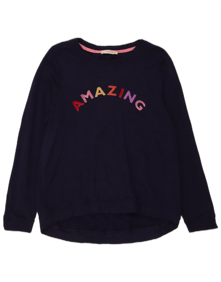 Oasis Womens Graphic Oversized Sweatshirt Jumper UK 10 Small Navy Blue