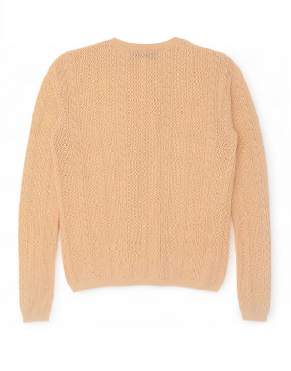 Zara Womens Button Neck Jumper Sweater UK 12 Medium Beige