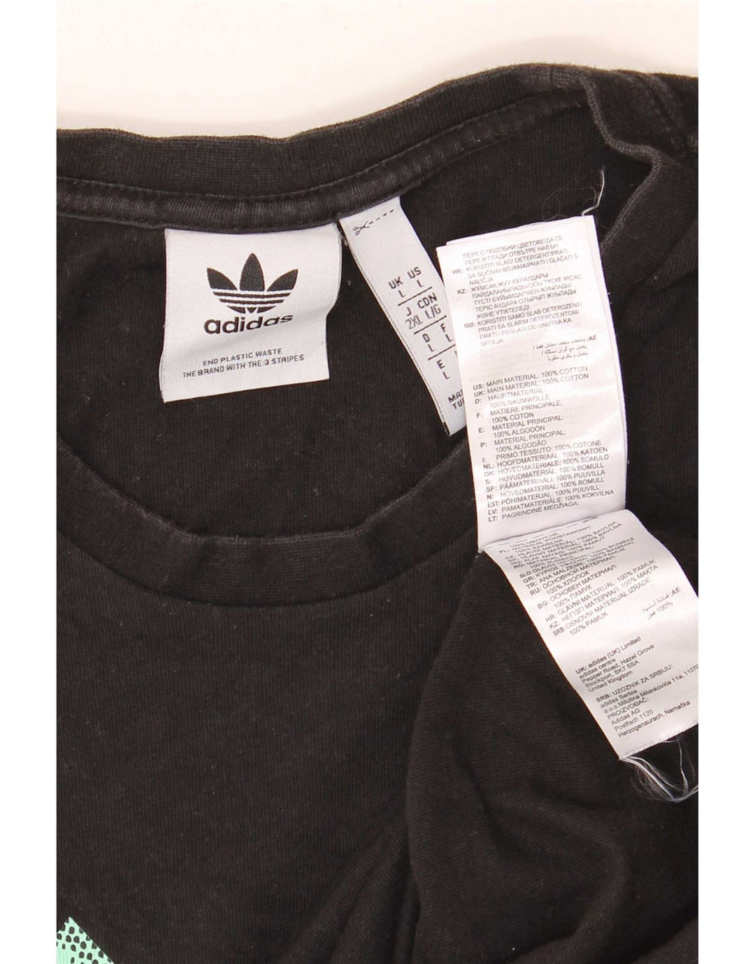Adidas Mens Graphic T-Shirt Top Large Black Cotton