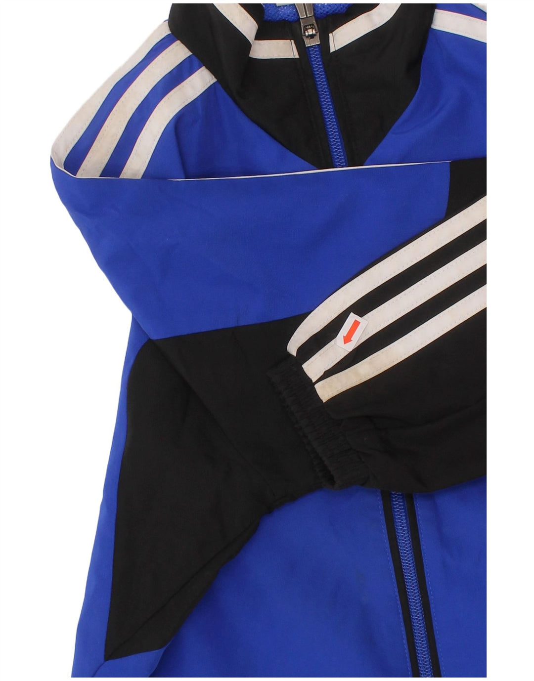 ADIDAS Boys Tracksuit Top Jacket 7-8 Years Blue Colourblock Polyester