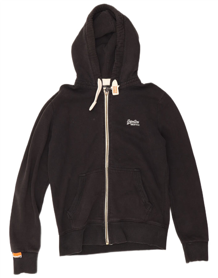 Superdry Mens Zip Hoodie Sweater Medium Black Cotton