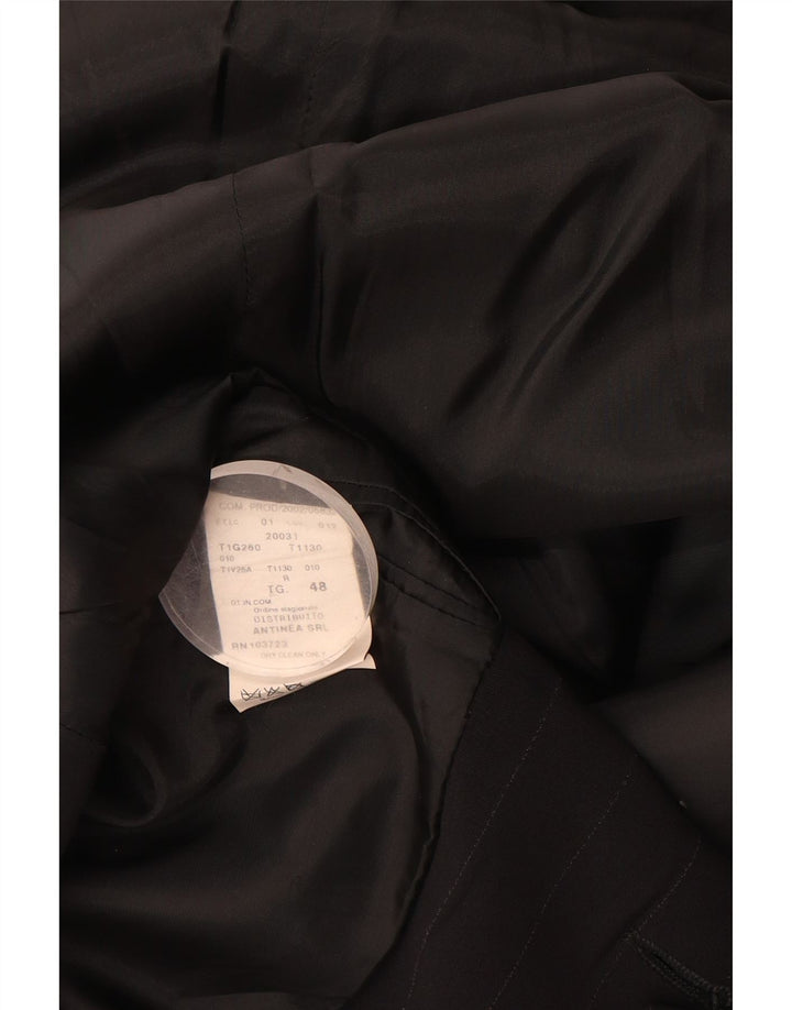 Emporio Armani Mens 3 Button Blazer Jacket IT 48 Medium Black Pinstripe