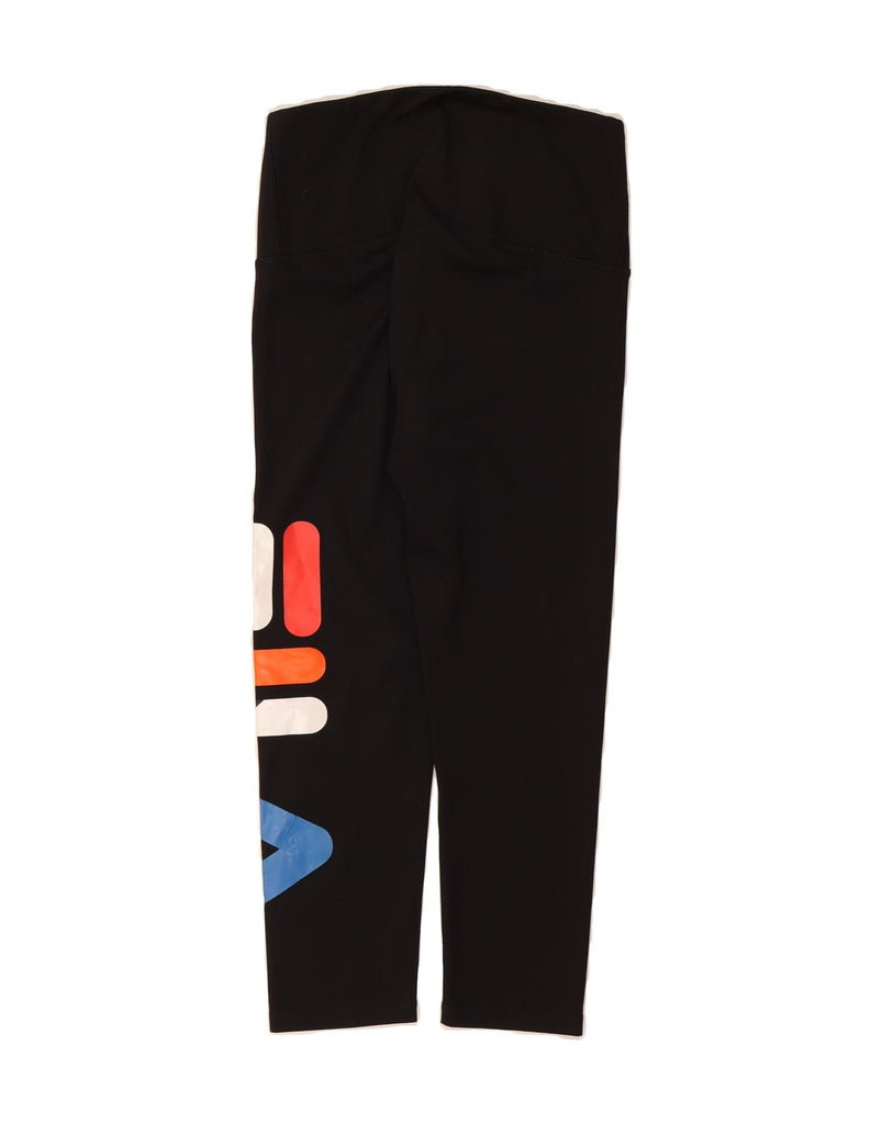 FILA Womens Graphic Capri Leggings UK 10 Small  Black Polyester Vintage Fila and Second-Hand Fila from Messina Hembry 
