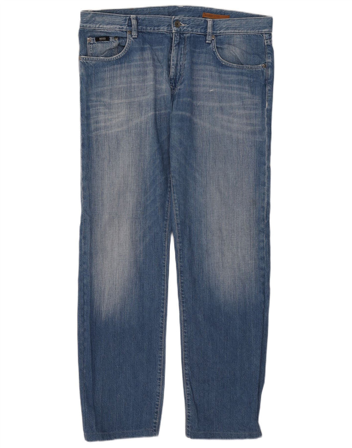 Hugo Boss Mens Straight Jeans W38 L34 Blue Cotton