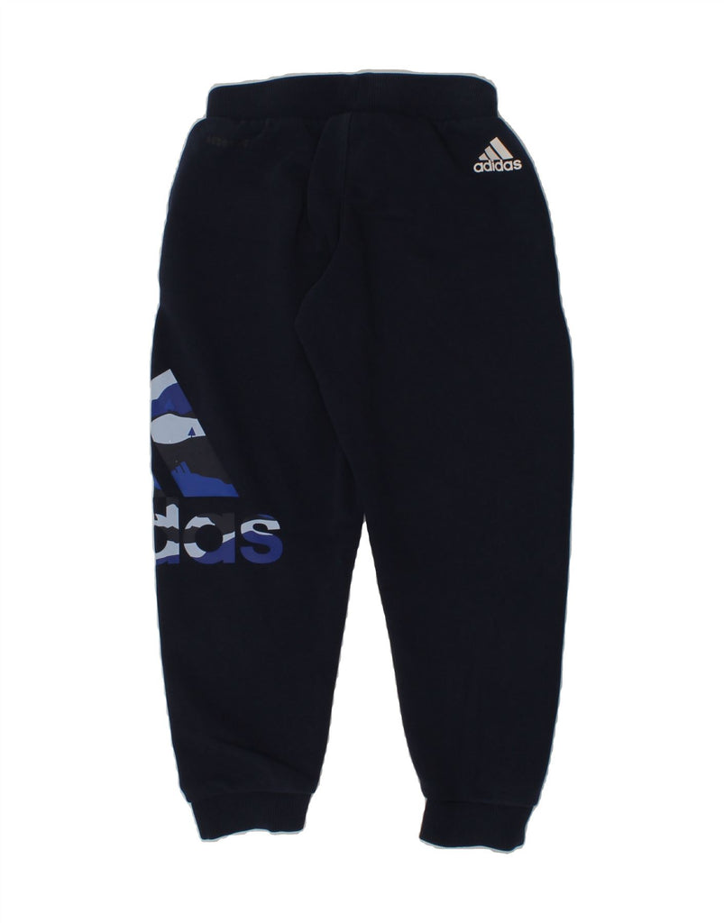 ADIDAS Boys Graphic Tracksuit Trousers Joggers 5-6 Years Navy Blue Cotton | Vintage Adidas | Thrift | Second-Hand Adidas | Used Clothing | Messina Hembry 