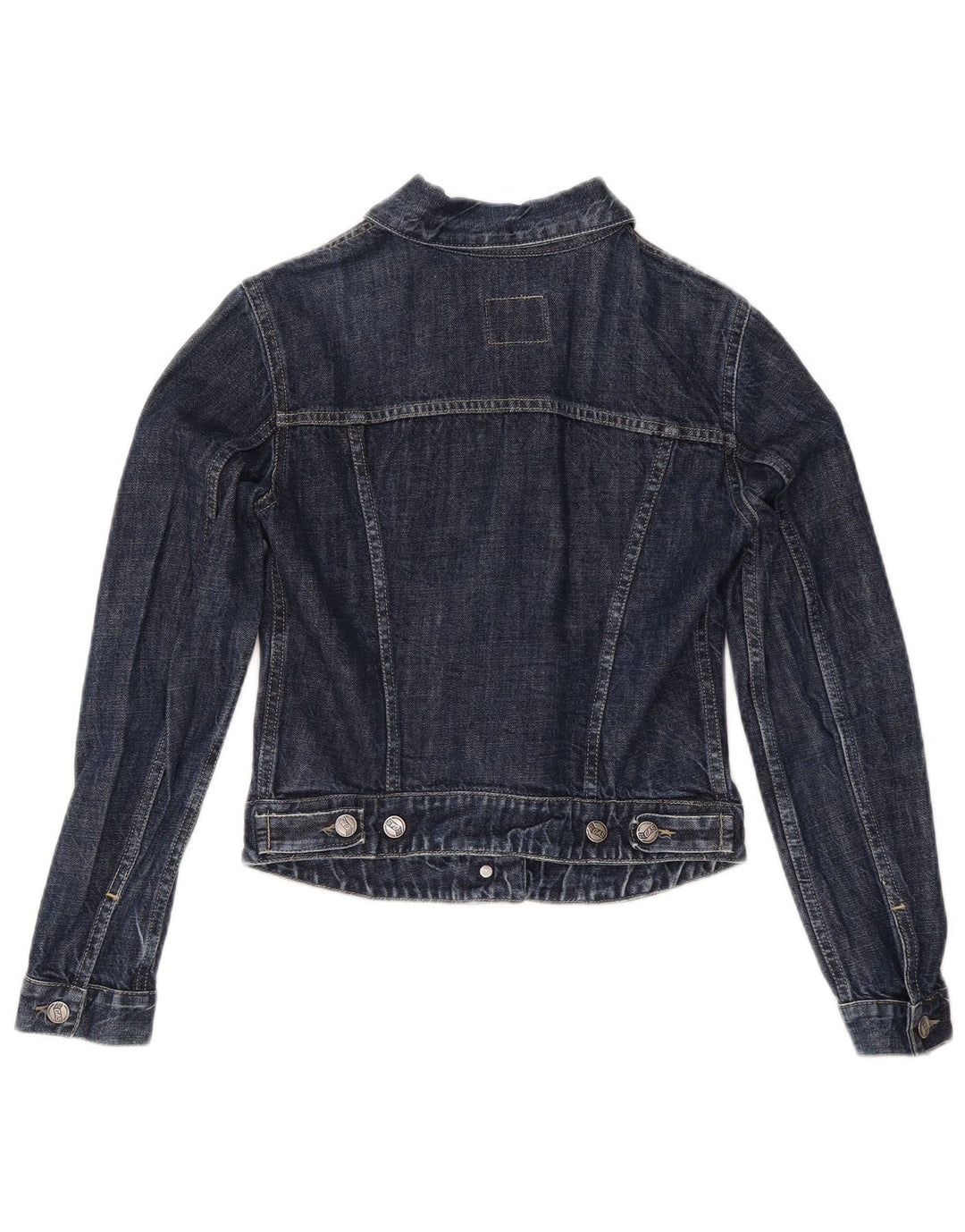 Gas Womens Crop Denim Jacket UK 10 Small Navy Blue Cotton