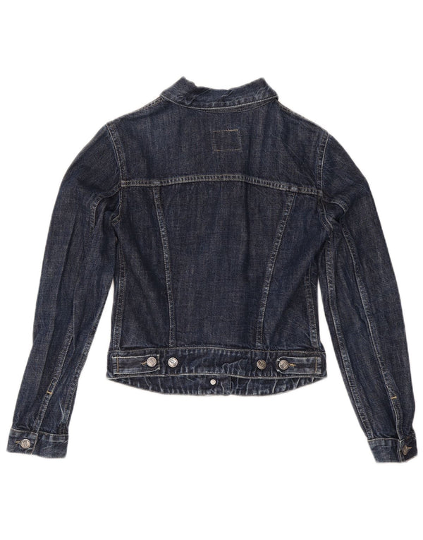 Gas Womens Crop Denim Jacket UK 10 Small Navy Blue Cotton