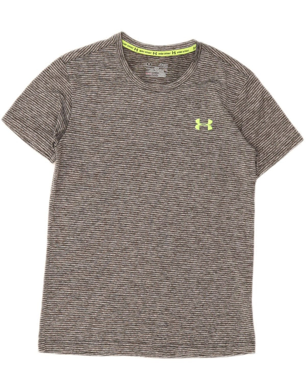 UNDER ARMOUR Mens Heat Gear T-Shirt Top Small Grey Pinstripe
