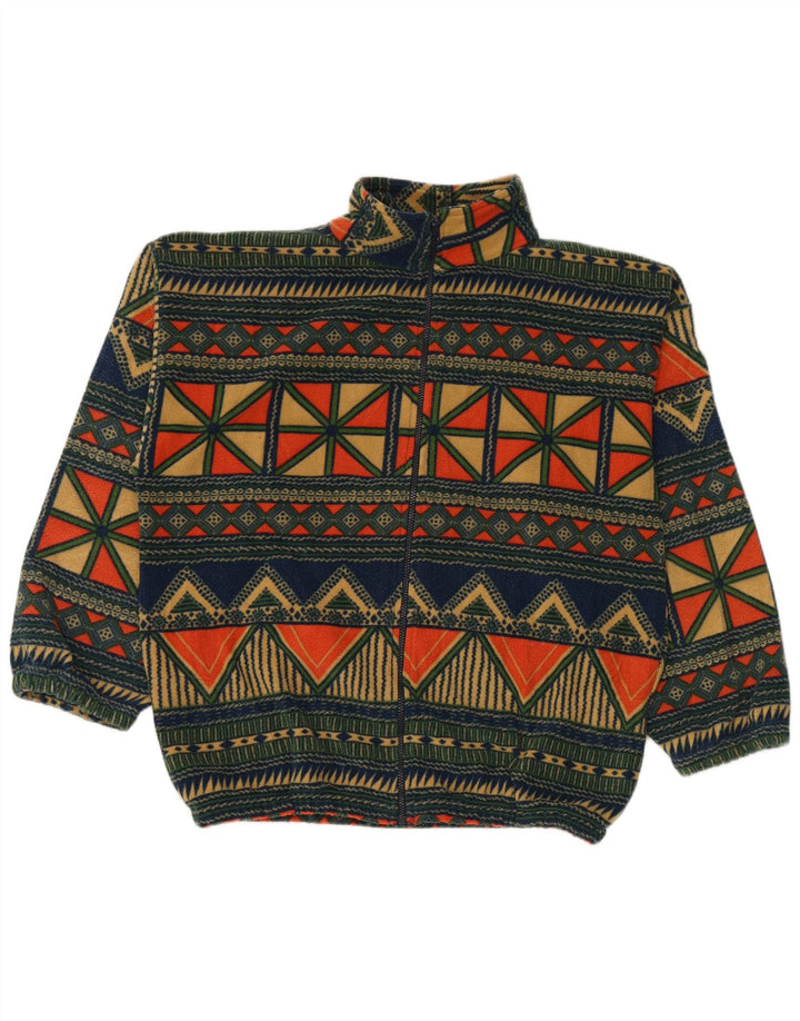 VINTAGE Mens Fleece Jacket UK 42 XL Multicoloured Geometric Polyester