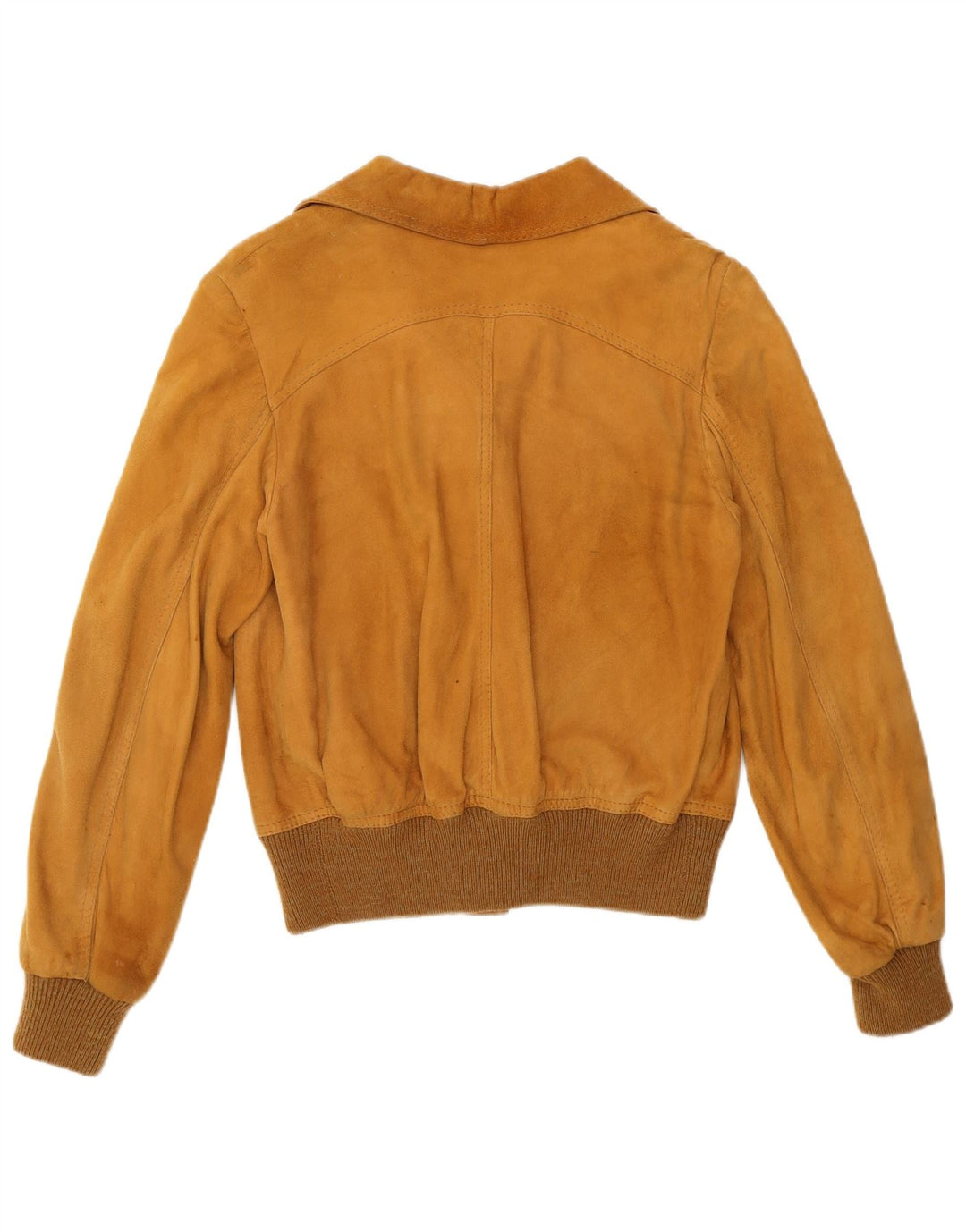 Vintage Womens Suede Bomber Jacket IT 44 Medium Brown Retro