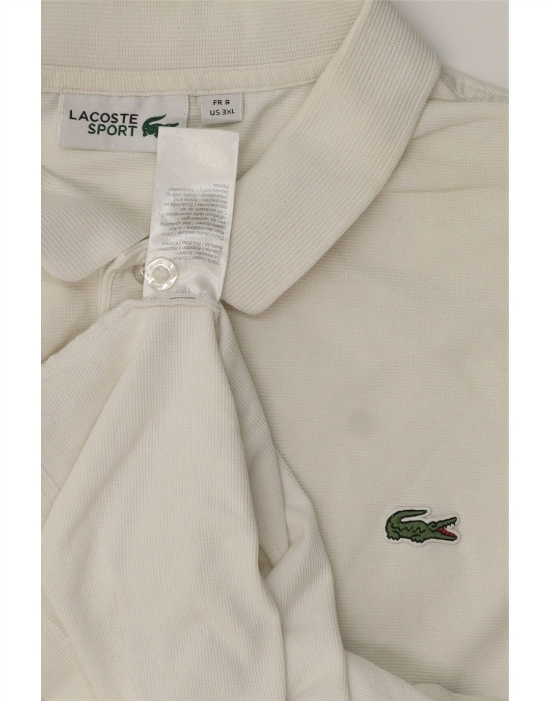 LACOSTE Mens Polo Shirt Size 8 3XL White Cotton