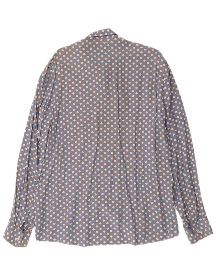 Vintage Mens Shirt XL Blue Polka Dot Viscose