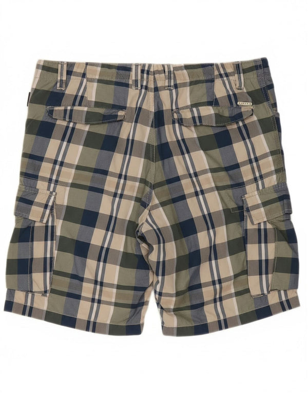 Sisley Mens Cargo Shorts IT 50 Large W36 Multicoloured Check Cotton