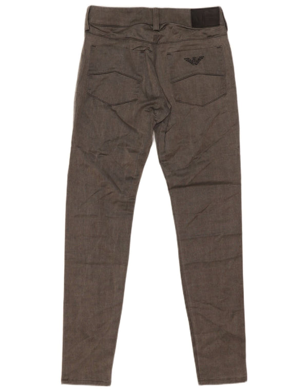 Armani Womens Skinny Casual Trousers W25 L29 Grey Cotton