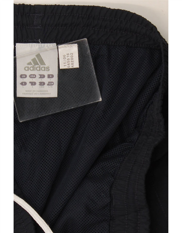 ADIDAS Mens Tracksuit Trousers Large Navy Blue Colourblock Polyester