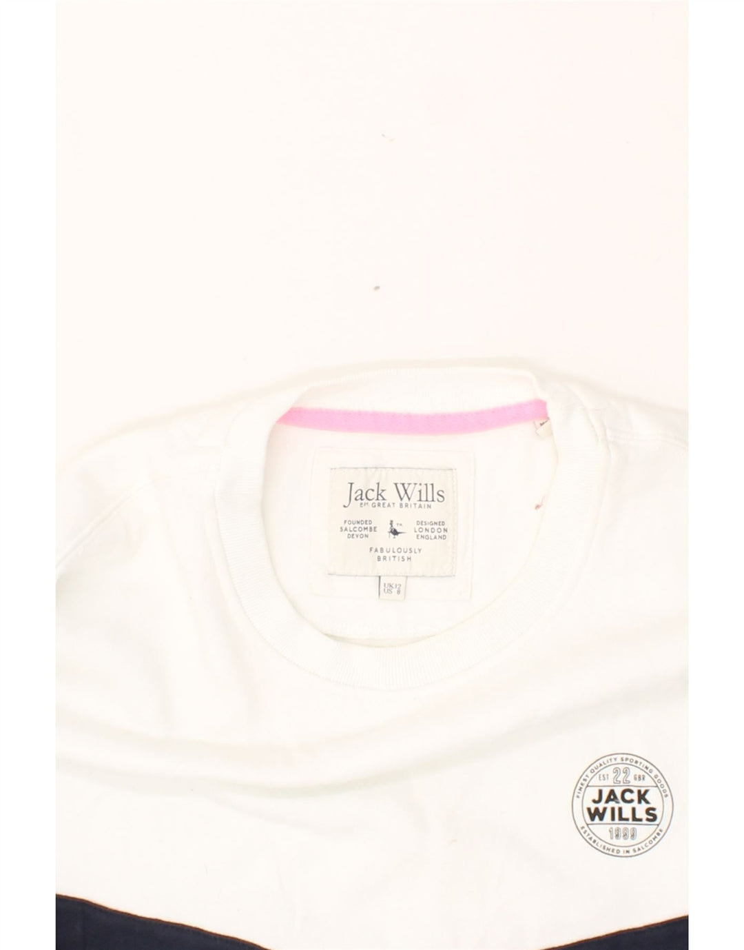 JACK WILLS Womens Oversized Sweatshirt Jumper UK 12 Medium White Vintage Jack Wills and Second-Hand Jack Wills from Messina Hembry 