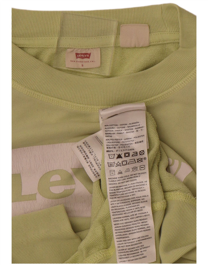 LEVI'S Womens Oversized Graphic Sweatshirt Jumper UK 10 Small Green Cotton
