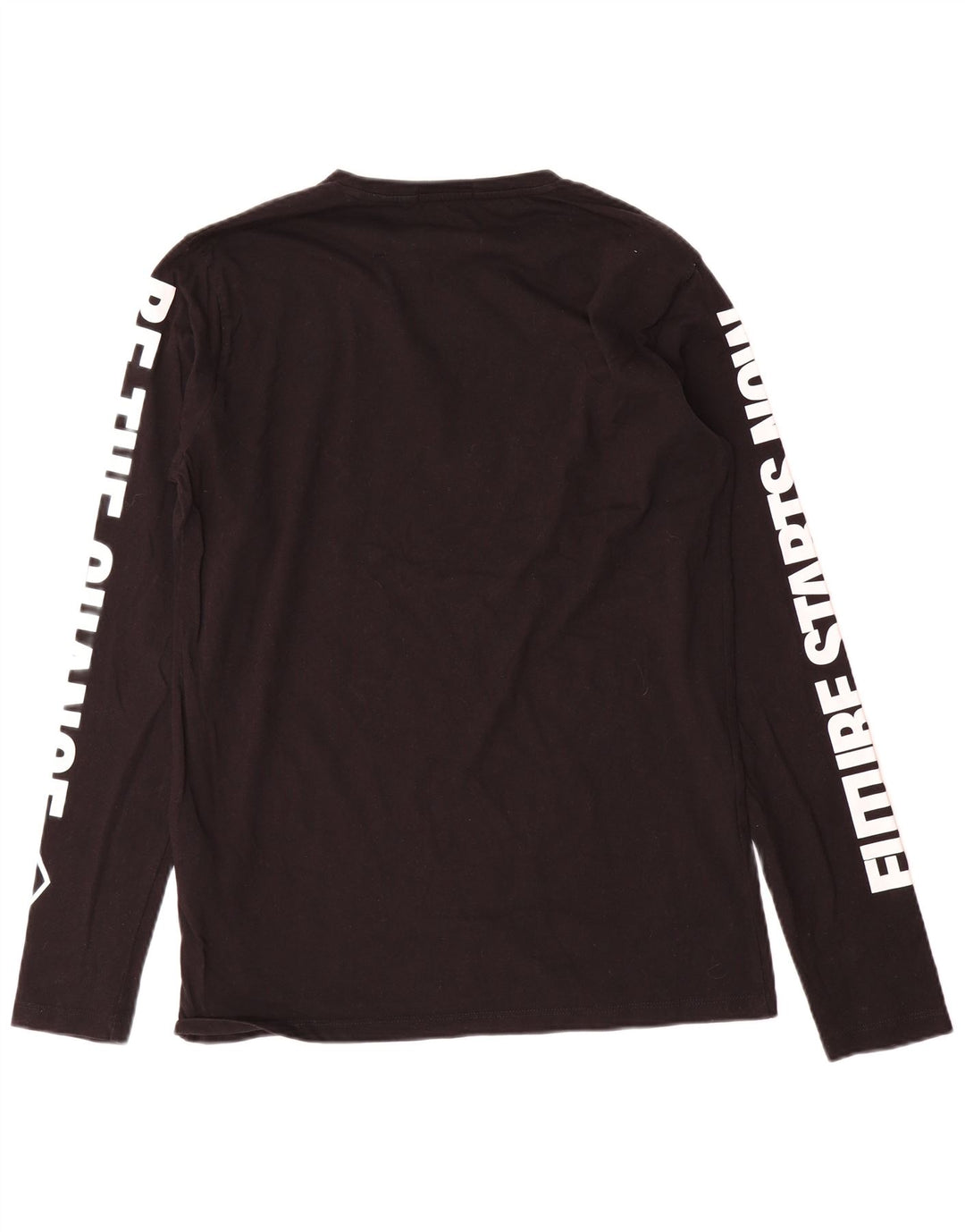 Replay Mens Graphic T-Shirt Long Sleeve Large Black Cotton