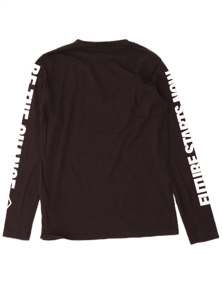 Replay Mens Graphic T-Shirt Long Sleeve Large Black Cotton