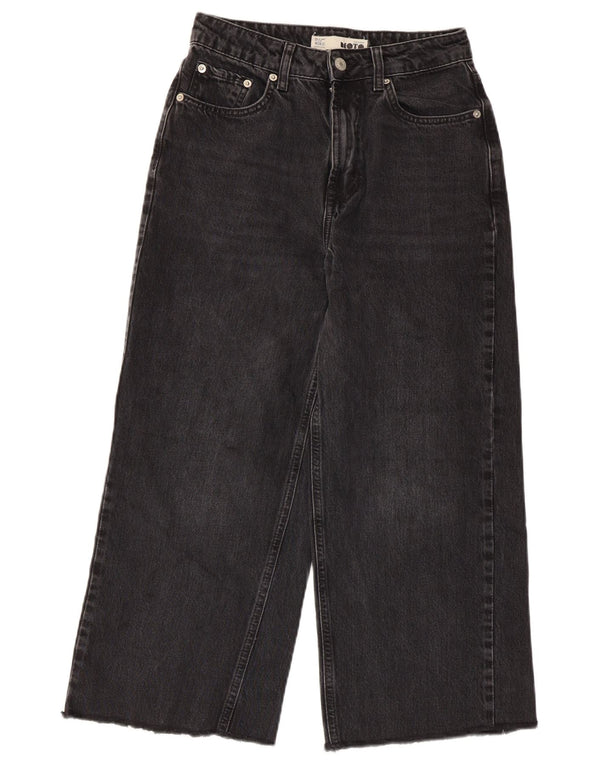 Zara Womens High Waist Wide Leg Capri Jeans W28 L22 Black Cotton