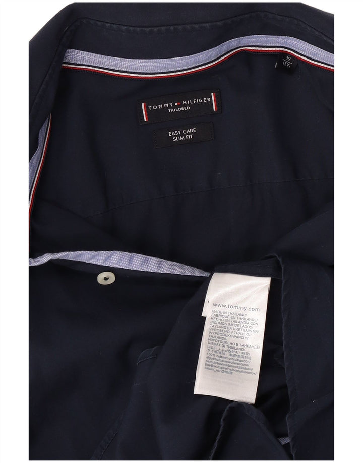 Tommy Hilfiger Mens Easy Care Shirt Size 39 15 1/2 Medium Navy Blue