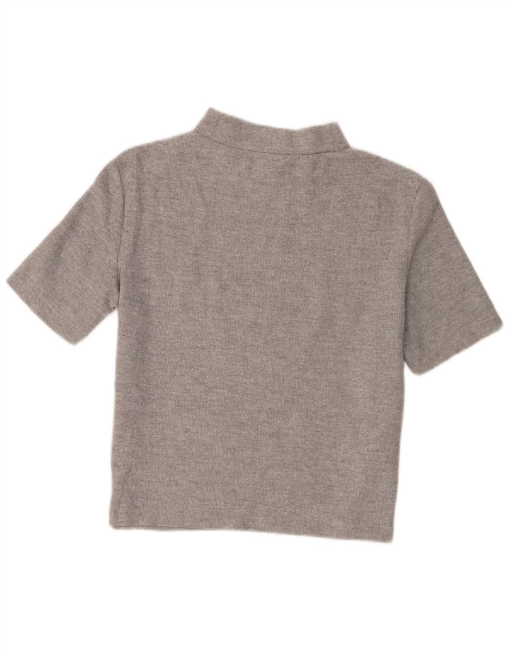 Zara Womens Trafaluc Crop T-Shirt Top UK 14 Medium Grey Polyester