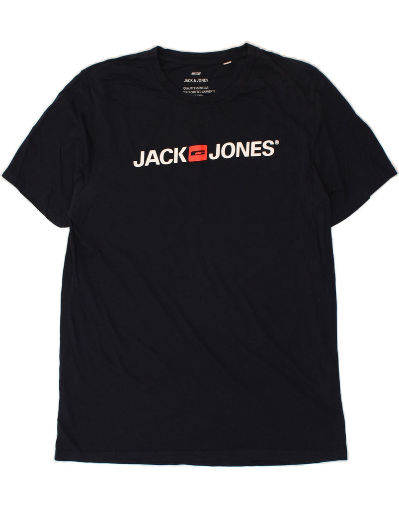 JACK & JONES Mens Graphic T-Shirt Top 2XL Navy Blue Cotton | Vintage Jack & Jones | Thrift | Second-Hand Jack & Jones | Used Clothing | Messina Hembry 