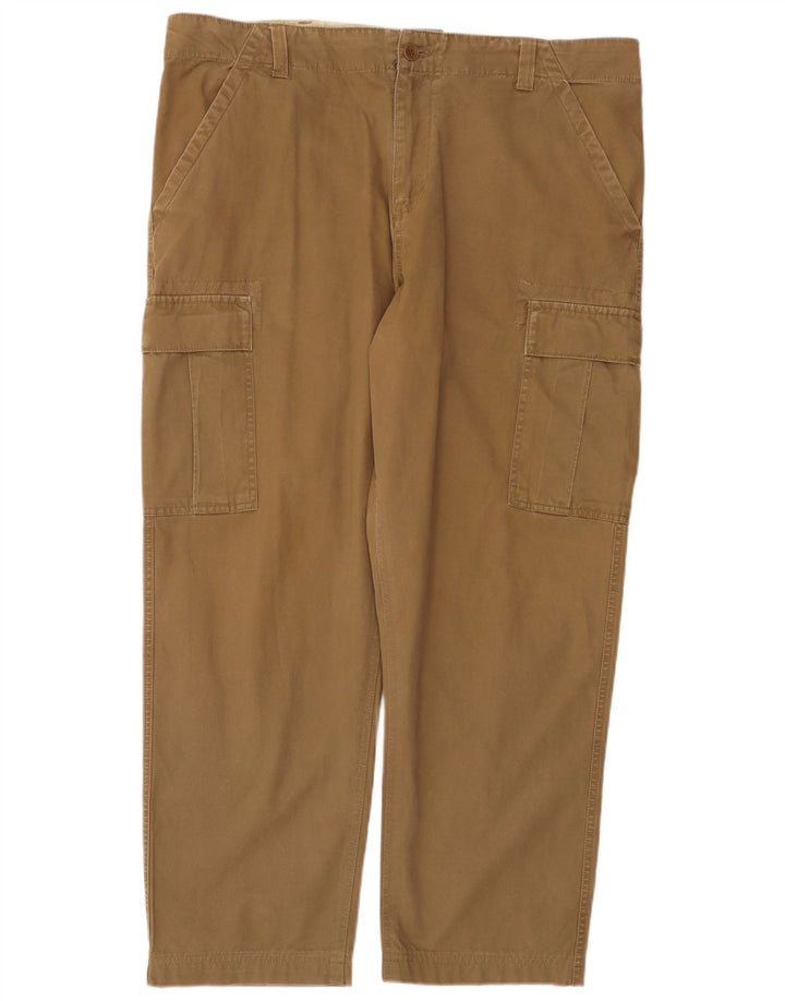 Timberland Mens Straight Cargo Trousers W38 L29 Brown Cotton