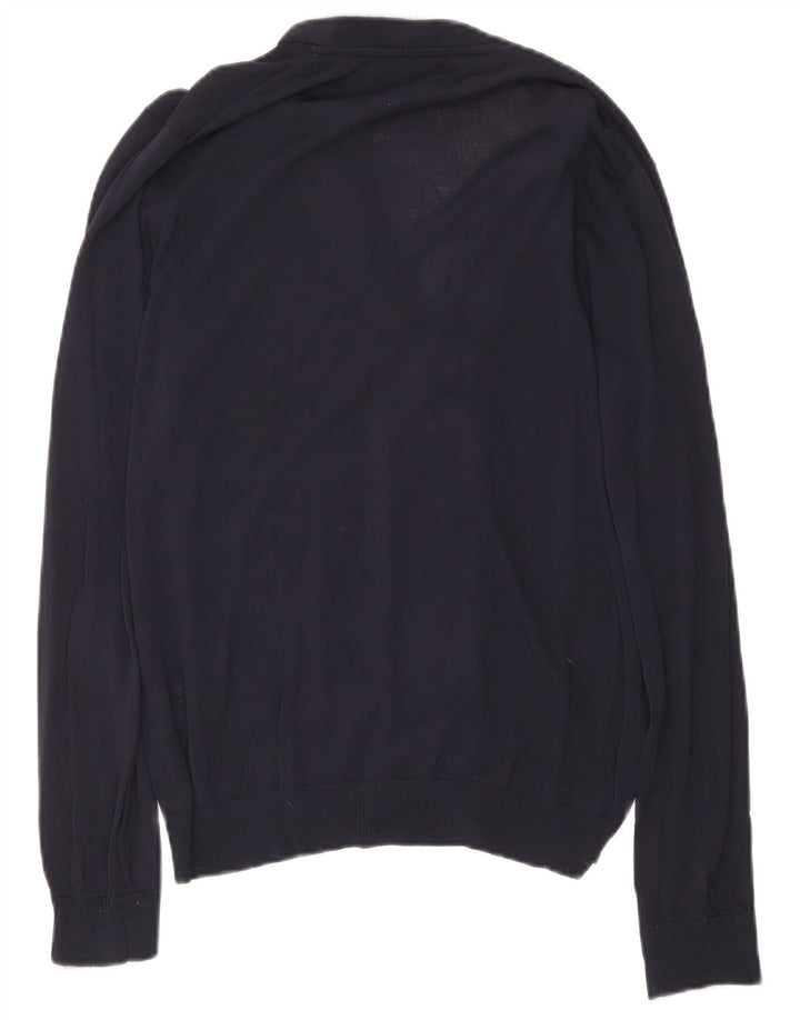 Gaudi Mens Cardigan Sweater Large Navy Blue Colourblock Viscose