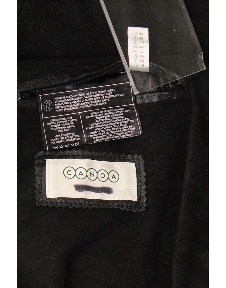 CANDA Womens Oversized Hooded Leather Jacket UK 18 XL Black Leather