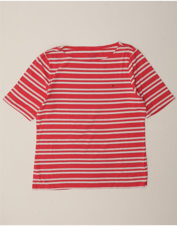 Tommy Hilfiger Womens T-Shirt Top UK 20 2XL Pink Striped Cotton