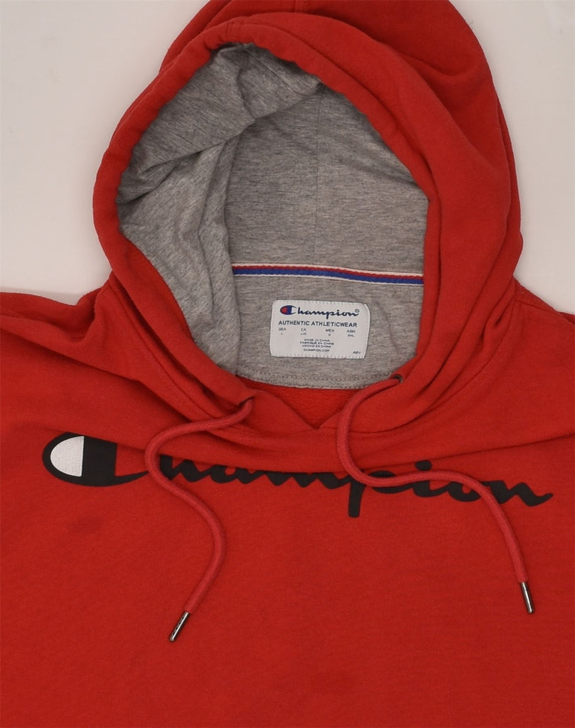 CHAMPION Mens Graphic Hoodie Jumper Large Orange Cotton | Vintage Champion | Thrift | Second-Hand Champion | Used Clothing | Messina Hembry 