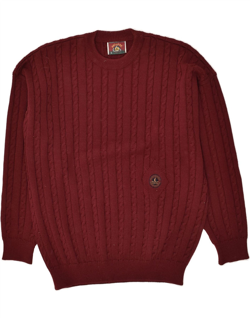 NAVIGARE Mens Crew Neck Jumper Sweater Large Burgundy | Vintage Navigare | Thrift | Second-Hand Navigare | Used Clothing | Messina Hembry 