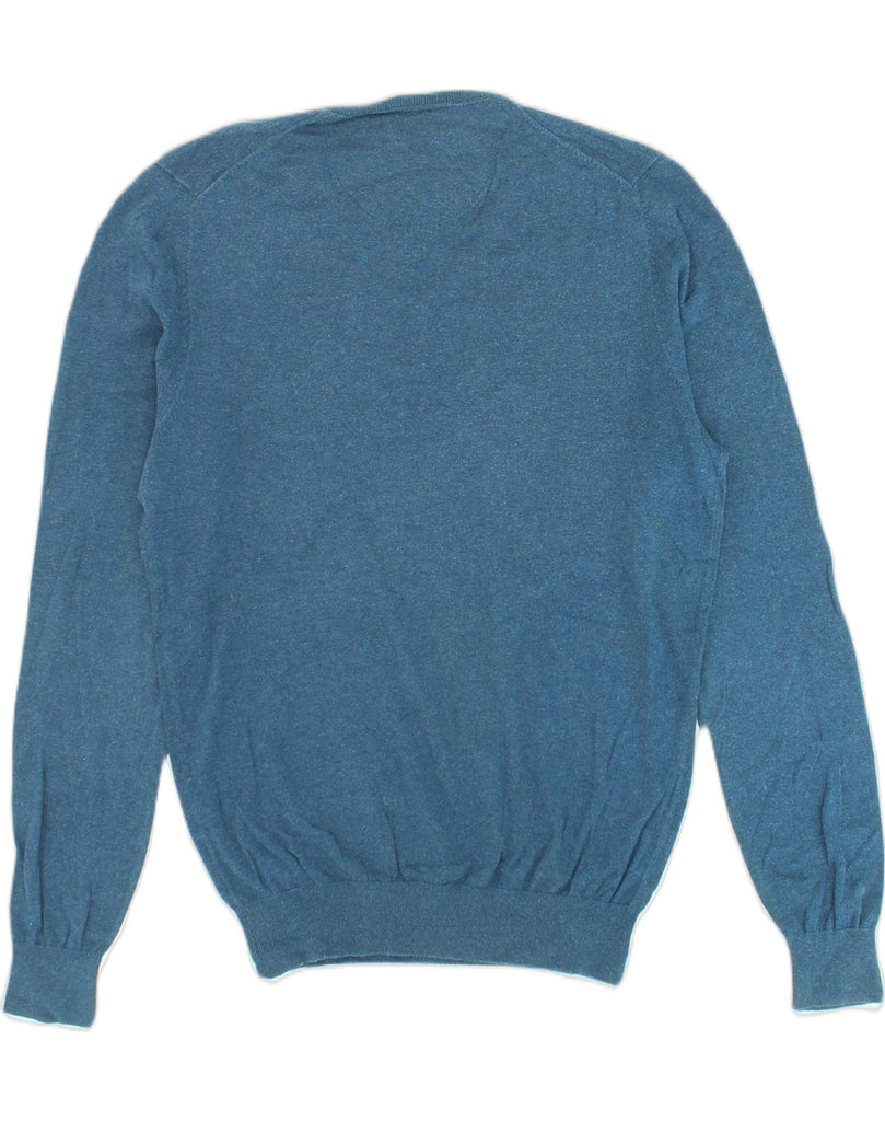 MASSIMO DUTTI Mens V-Neck Jumper Sweater Medium Blue Cotton | Vintage Massimo Dutti | Thrift | Second-Hand Massimo Dutti | Used Clothing | Messina Hembry 