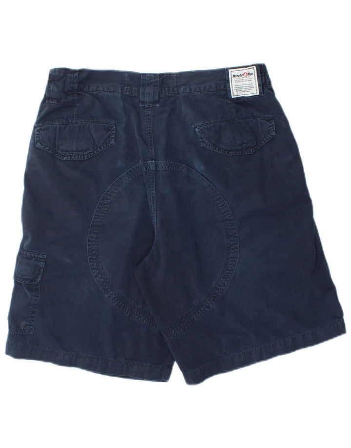 Murphy & Nye Mens Cargo Shorts W30 Medium Navy Blue Cotton