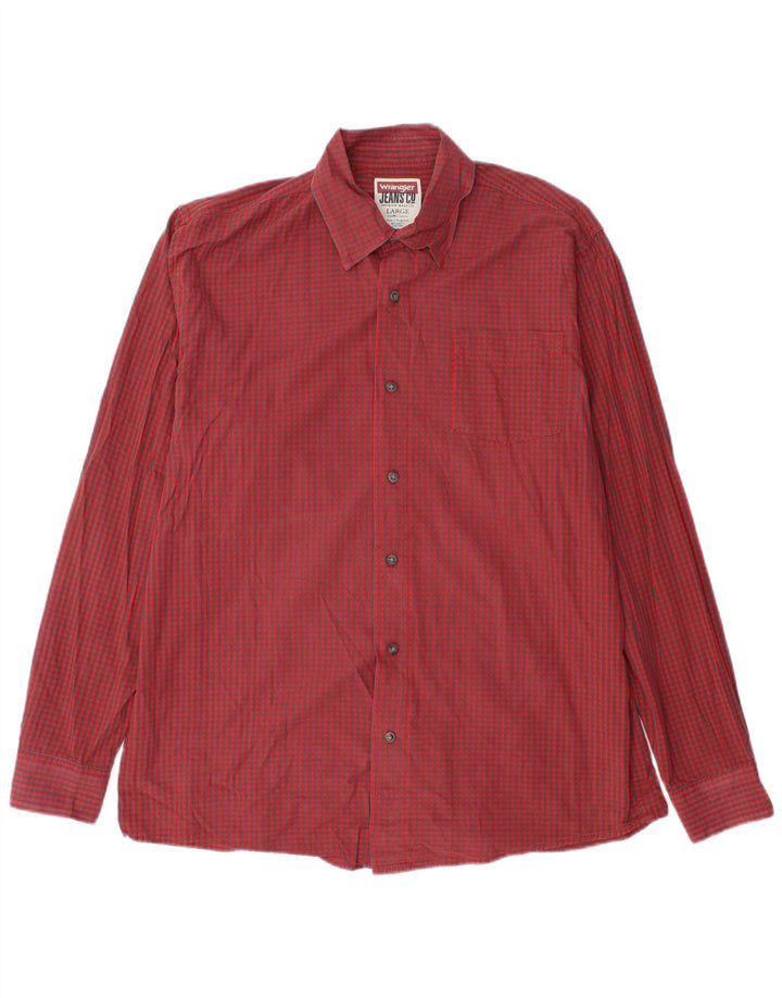 Wrangler Mens Shirt Large Red Gingham Cotton