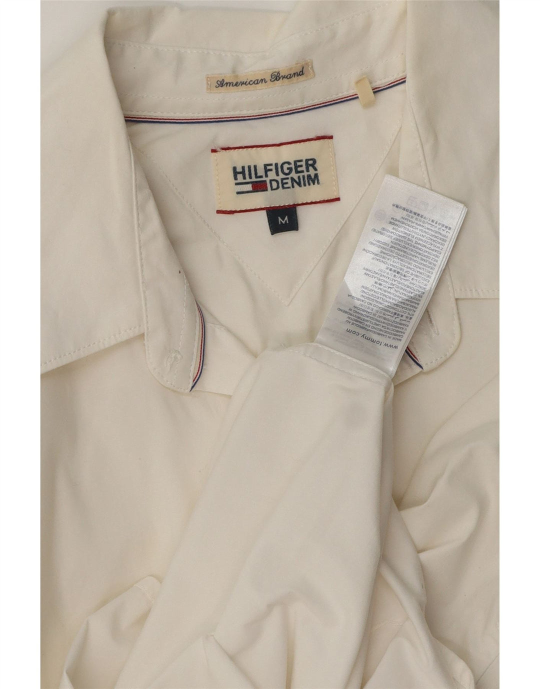 Tommy Hilfiger Mens Shirt Medium Off White Cotton