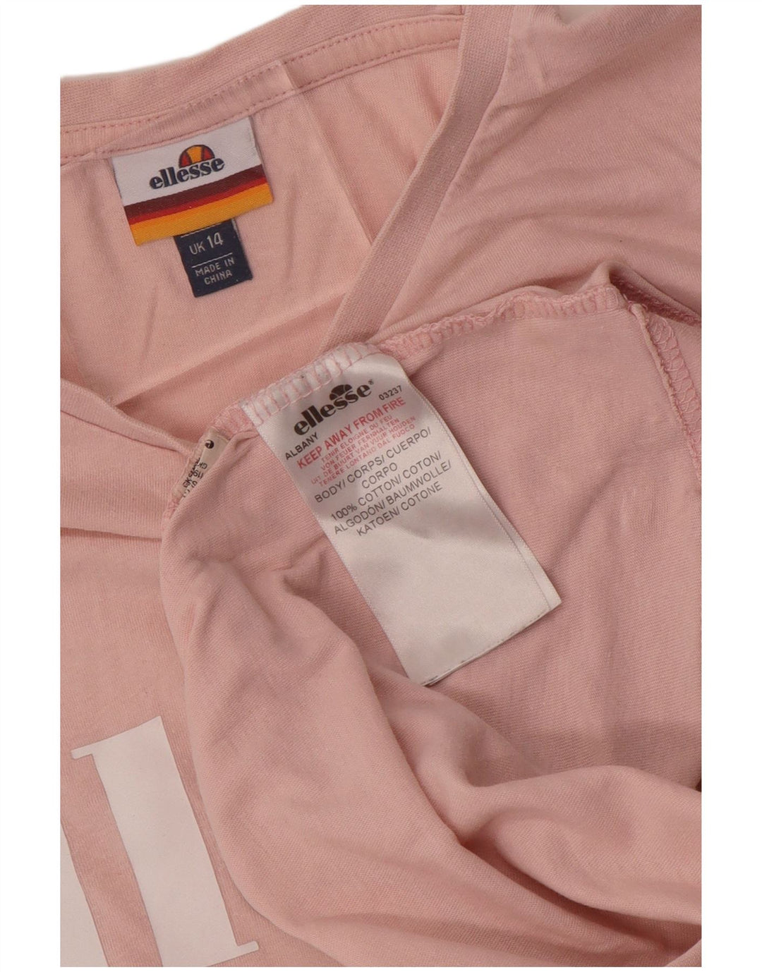 ELLESSE Womens Graphic T-Shirt Top UK 14 Large  Pink Cotton