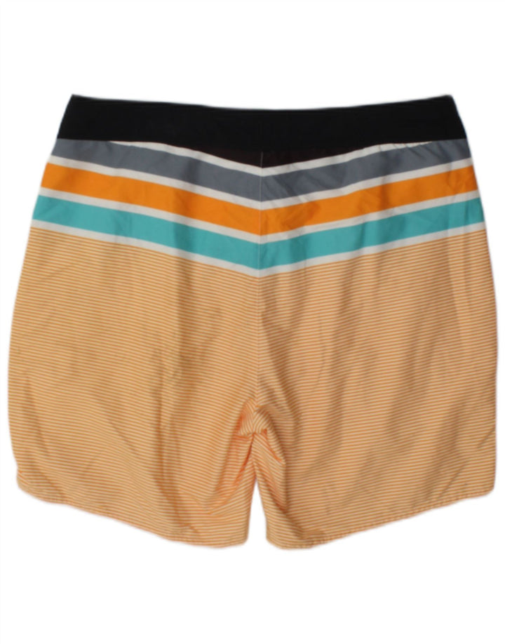 Hugo Boss Mens Swimming Shorts Large Orange Striped Polyester
