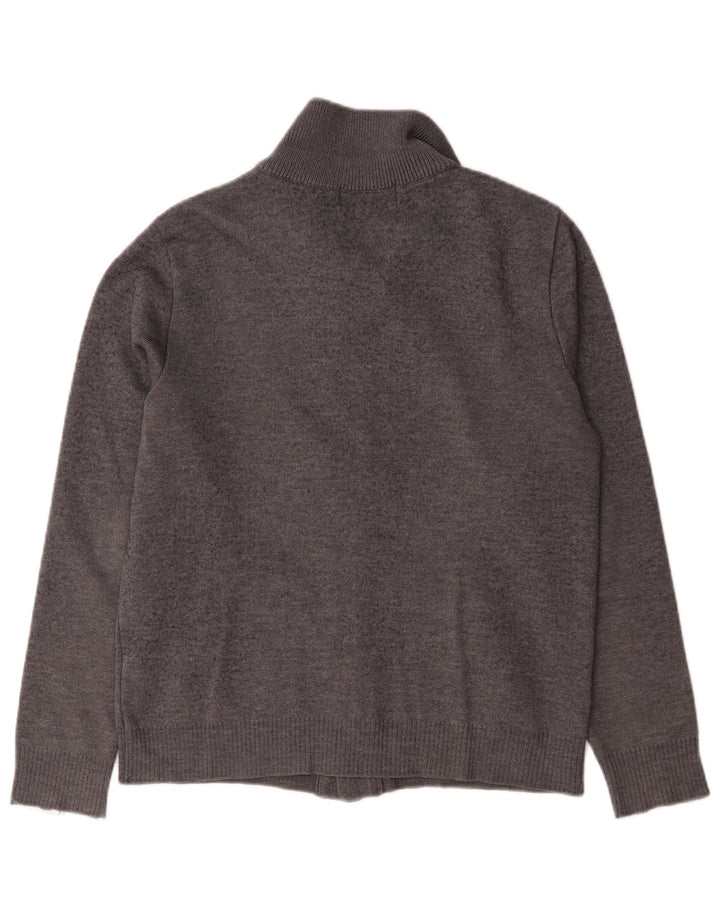 Zara Mens Cardigan Sweater Large Grey Wool