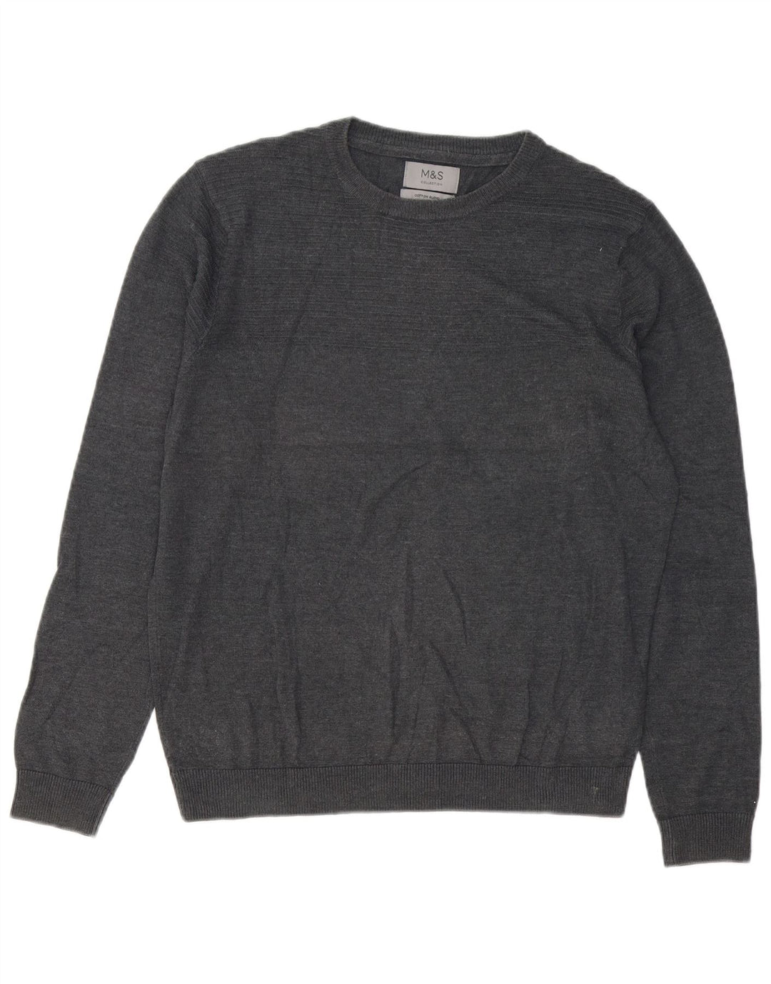Marks & Spencer Mens Crew Neck Jumper Sweater Medium Grey Cotton