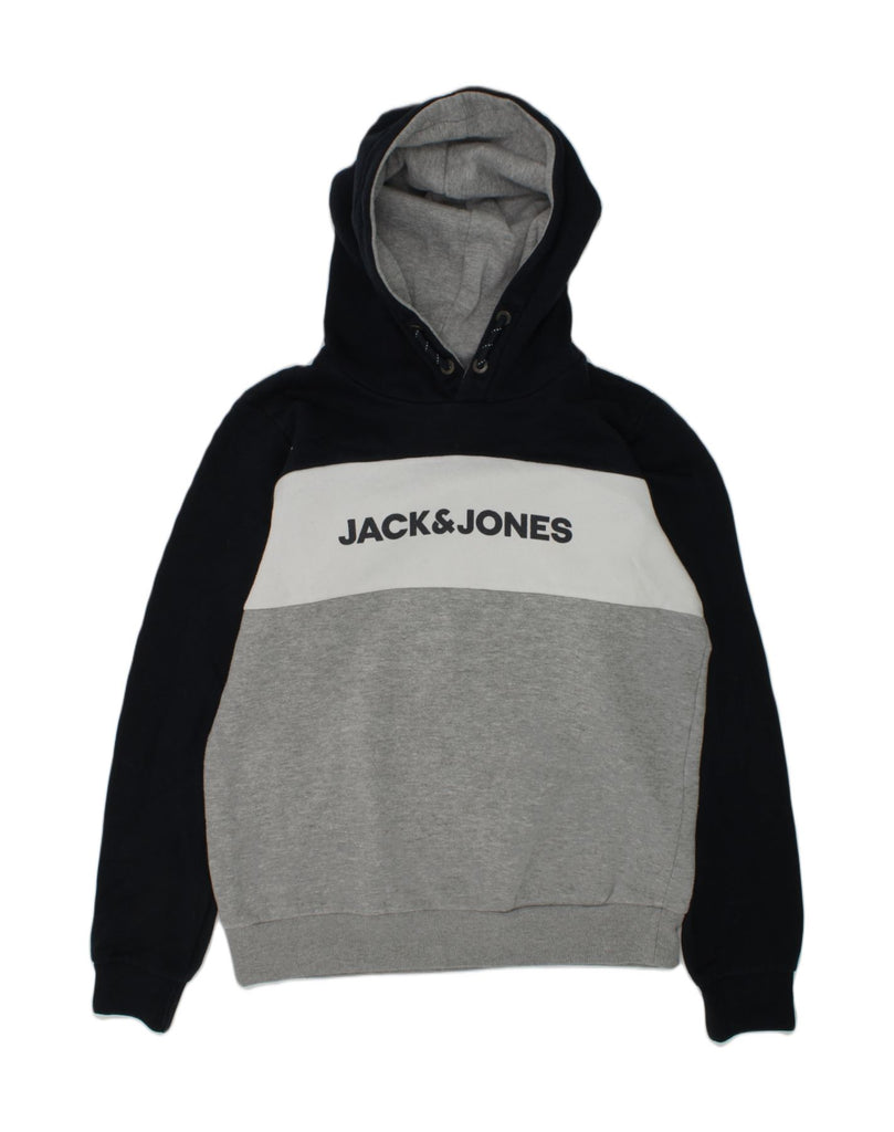 JACK & JONES Girls Graphic Hoodie Jumper 15-16 Years Grey Colourblock | Vintage Jack & Jones | Thrift | Second-Hand Jack & Jones | Used Clothing | Messina Hembry 