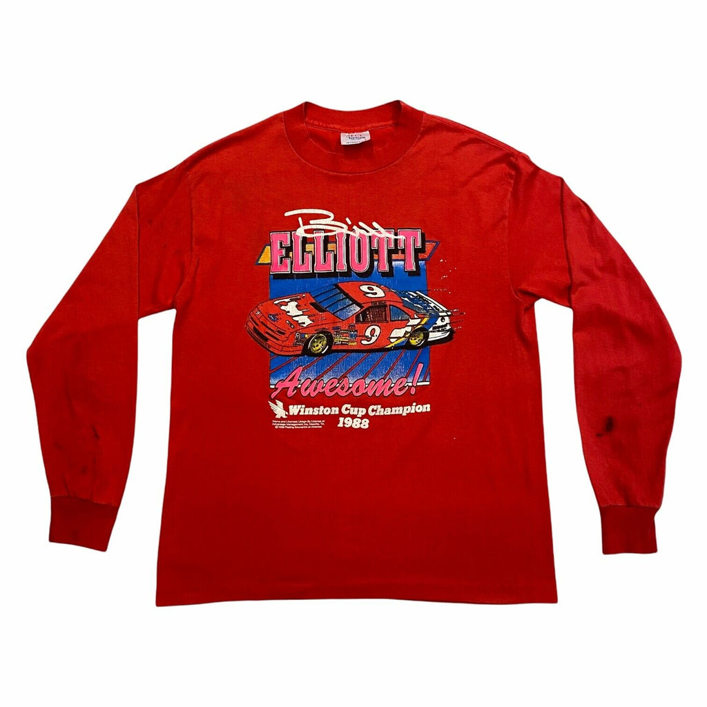 Bill Elliott 1988 Champion Long Sleeve Tshirt | Vintage 80s Motorsports NASCAR | Vintage Messina Hembry | Thrift | Second-Hand Messina Hembry | Used Clothing | Messina Hembry 