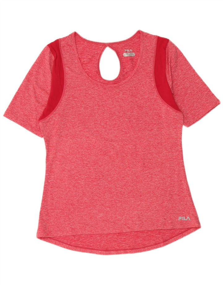 Fila Womens T-Shirt Top UK 12 Medium Pink Colourblock Polyester