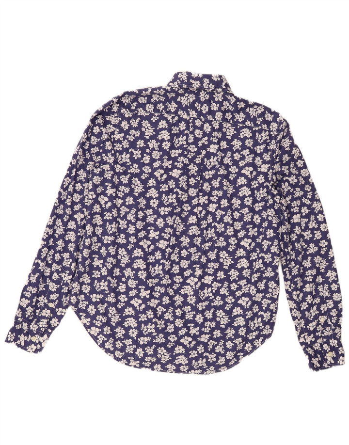 Ralph Lauren Womens Shirt US 8 Medium Navy Blue Floral Cotton