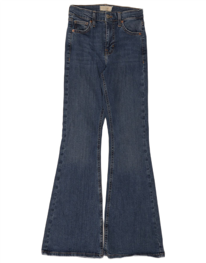Topshop Womens Jamie Flared Jeans W24 L28 Blue Cotton