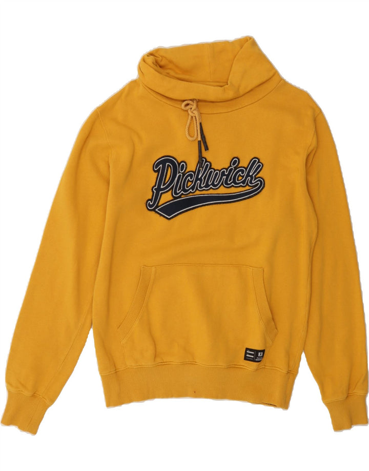 PICKWICK Mens Graphic Sweatshirt Jumper Small Yellow Cotton Vintage Pickwick and Second-Hand Pickwick from Messina Hembry 